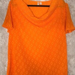 Cato Vibrant Orange Textured Blouse | Cowl Neck | Bold & Bossy Energy 🍊✨